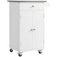 Small Kitchen Island Cart with Stainless Steel Top - White