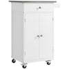 Small Kitchen Island Cart with Stainless Steel Top - White
