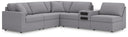 6 Pc. Sectional With Audio Console And 3 Armless Chairs