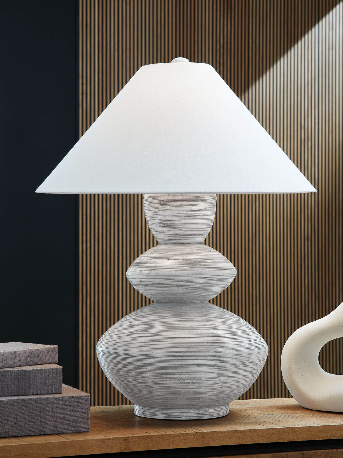 Brickdon - Distressed White - Poly Table Lamp - Forward Furniture