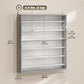 7-Tier Display Cabinet, Shot Glass Display Case, Glass Curio Cabinet with 2 Glass Doors and 6 Adjustable Shelves, Grey
