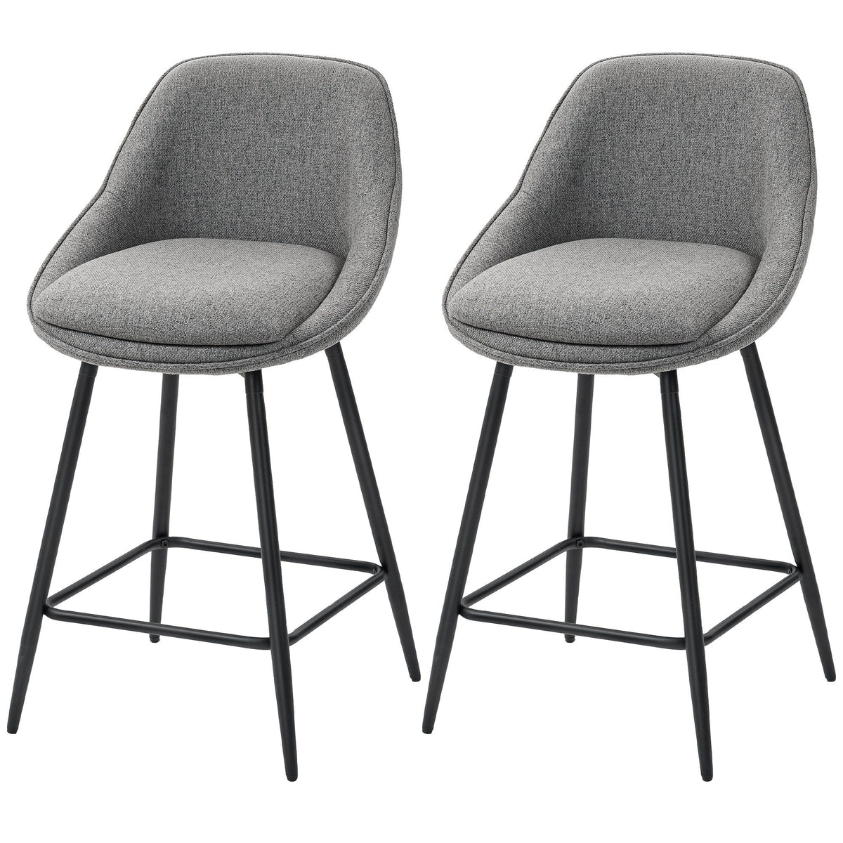 Set of 2 26" Swivel Barstools with Armrests - Dark Grey