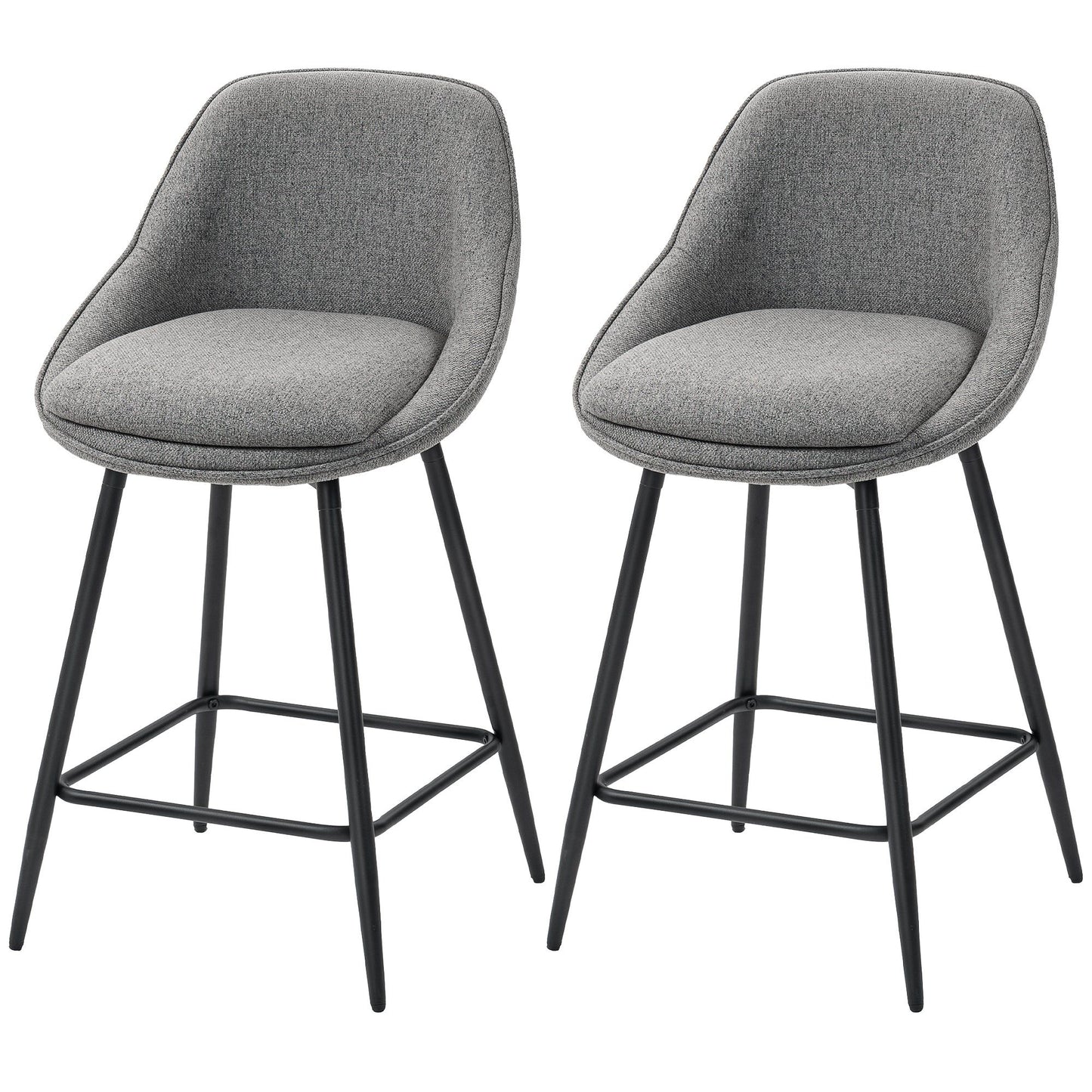 Set of 2 26" Swivel Barstools with Armrests - Dark Grey