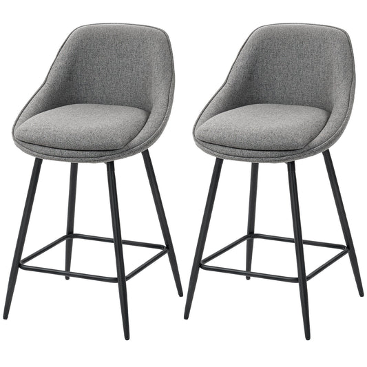 Set of 2 26" Swivel Barstools with Armrests - Dark Grey