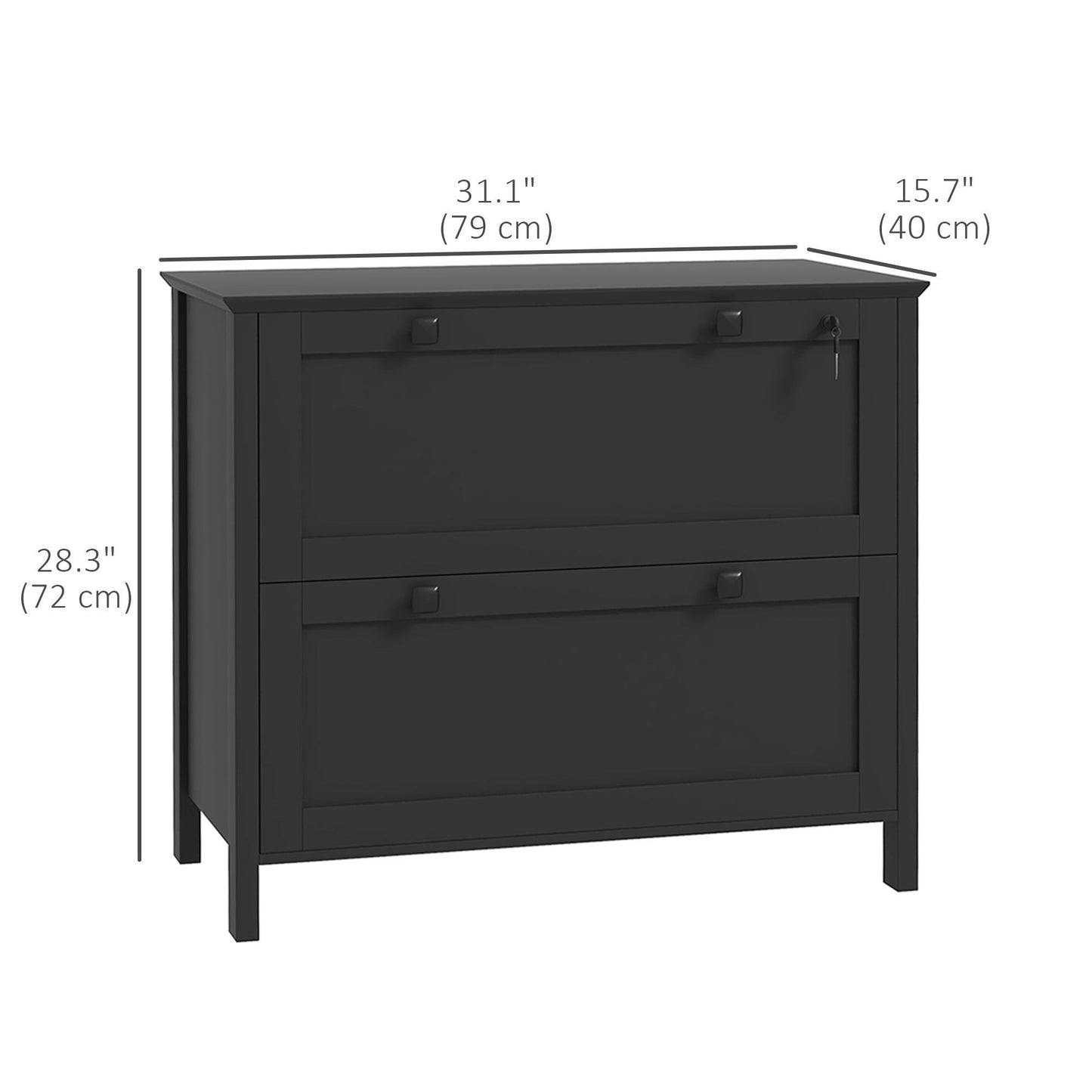 2-Drawer Lockable Filing Cabinet - Black