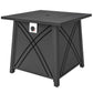 28" Propane Fire Pit Table 40,000 BTU Square Outdoor Gas Fire Table with Waterproof Cover, Adjustable Foot Pads