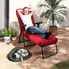 Folding Outdoor Lounge Chair with Cushion, Adjustable Backrest, Reclining Patio Garden Chair with Footrest, Wine Red