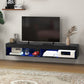 Modern Wall Mounted TV Stand with Storage and LED Lights for TVs up to 75", Floating TV Shelf for Living Room, Black