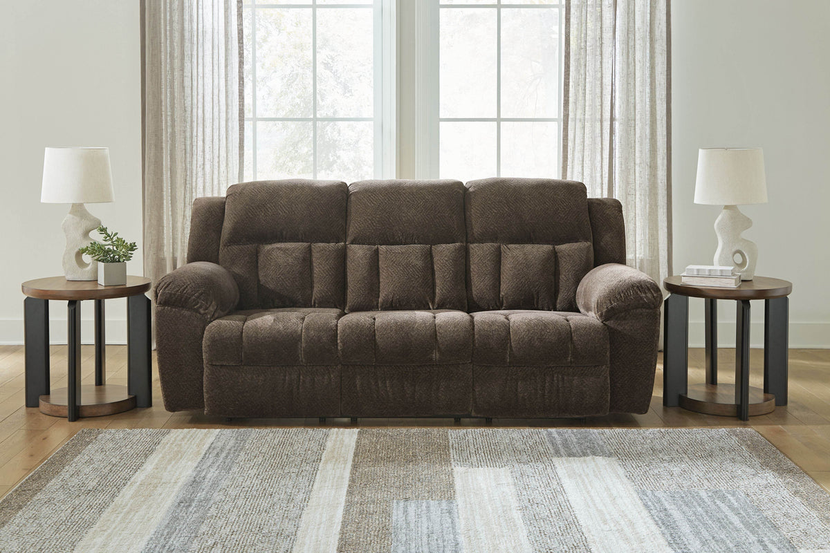 Frohn - Chocolate - Reclining Sofa - Fabric - Forward Furniture