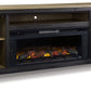 Foyland - 83" TV Stand With Electric Infrared Fireplace Insert - Black / Brown