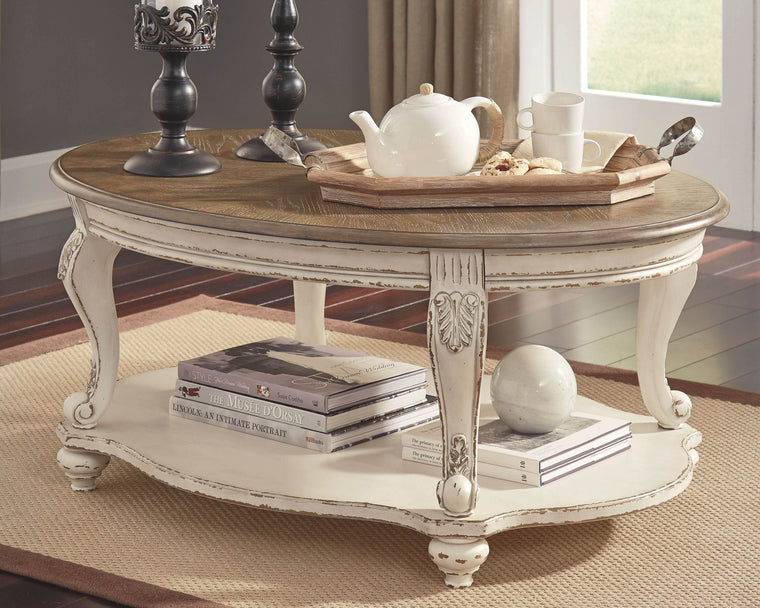 Realyn - White / Brown - Oval Cocktail Table - Forward Furniture