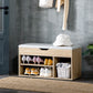 Shoe Bench Entryway Storage Rack with Padded Cushion, Hidden Storage for Hallway, Living Room, Natural
