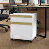 Mobile Filing Cabinet with 2 Drawers, Office Storage Cabinet with 5 Wheels, White Wood Grain