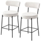 Set of 2 Upholstered Bar Stools with Backrest - Cream White