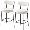 Set of 2 Upholstered Bar Stools with Backrest - Cream White