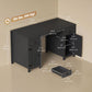 53" Farmhouse Executive Desk with 2 Cabinets - Black Wood Grain