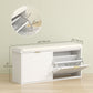 Entryway Shoe Storage Bench with Flip-Drawers - White