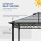 10' x 10' Outdoor Hardtop Gazebo Canopy w/ Double PC Roof, Steel Frame, Nettings, Curtains for Garden Lawn Deck, Khaki