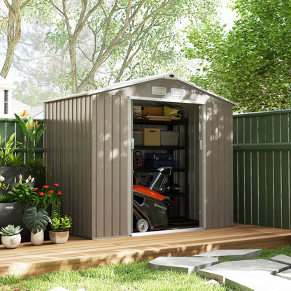 7' x 4' x 6' Metal Tool Shed with Double Doors and Foundation Kit