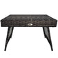 Outdoor Rattan Foldable End Table, Metal Frame Patio Wicker Table, Coffee Table Side Table for Poolside, Lawn, Garden, Mixed Grey