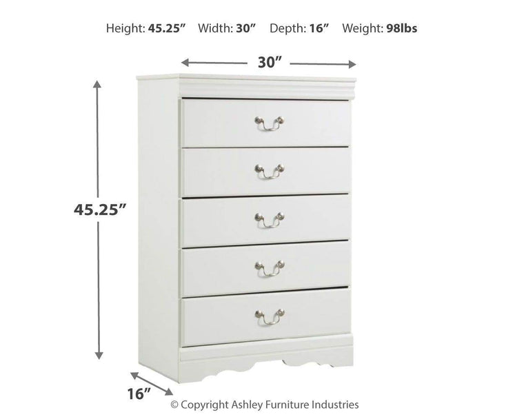 Anarasia - White - Five Drawer Chest - Forward Furniture