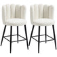 Faux Cashmere Bar Stools Set of 2 Counter Height Bar Stools with Back for Home Kitchen, 20.5"x19.7"x36.6", Cream