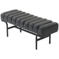 Bedroom Bench PU Leather End of Bed Bench with Cylindrical Seat and Metal Legs for Bedroom Living Room Hallway Black