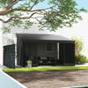 10' x 13' Outdoor Pergola, Wall Mounted Hardtop Lean-to Gazebo with 2 Curtains and 2 Nettings, UV Resistant, for Patio, Deck, Dark Grey