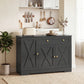 Sideboard Buffet Cabinet, Farmhouse Coffee Bar Cabinet with Door Shelves, Adjustable Shelves, Drawer, Barn Doors, Black