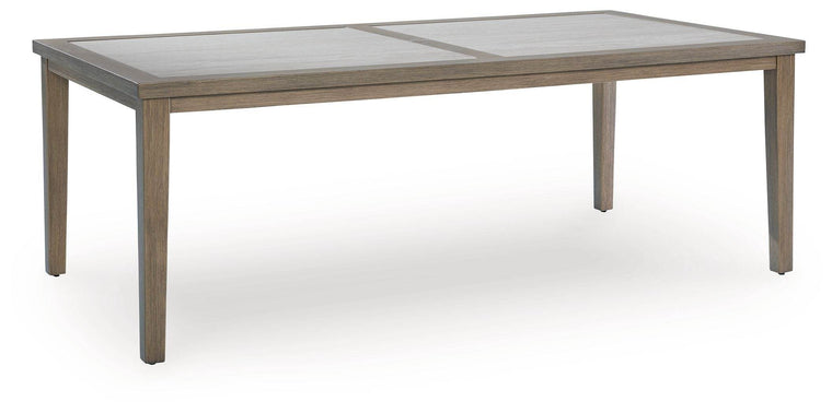 Rainier Ranch - Brown / Beige - Rectangle Dining Table With Umbrella Option - Forward Furniture