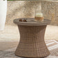 Laguna Heights - Round End Table With Umbrella Option - Beige