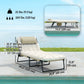 Folding Lounge Chair with 4-level Reclining Back & Cushion, Beige