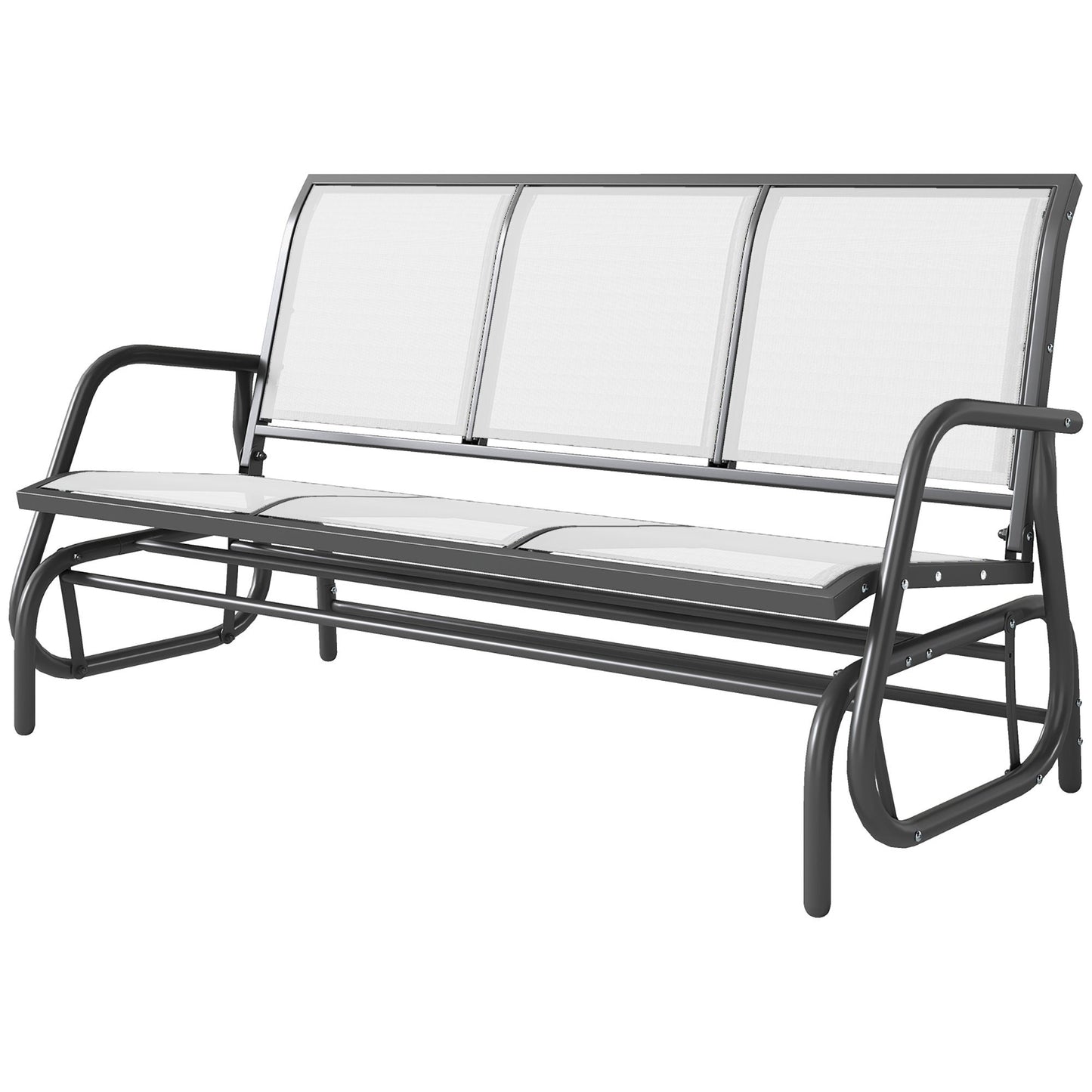 3-Seat Outdoor Glider Chair, Patio Rocking Chair, Steel Frame, Sling Fabric Seat for Garden, Backyard, Lawn, Cream