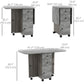 Drop Leaf Dining Table, Mobile Folding Table on Wheels with Drawers and Cabinet for Dining Room, Kitchen, Grey