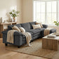 Sectional Sofa, L Shaped Couch with Deep Seat, Movable Ottoman and Pillow-top Armrests, Dark Grey