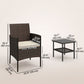 Wicker Bistro Set, 3 Piece Patio Furniture Set with 2-Tier Glass Top Table, Cushions for Balcony, Porch, Khaki