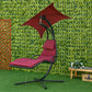 Outdoor Hammock Chair with Stand, Floating Chaise Lounge Chair with Soft Padded Cushion, Hanging Hammock Swing Reclining Seat with Canopy Umbrella, Wine Red