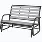 2 Person Outdoor Glider Bench, Patio Glider Loveseat with Faux Wood Slatted Seat and Back, Steel Frame, Grey