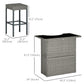 5 Pieces Patio Bar Set, Outdoor PE Rattan Wicker High Top Outdoor Table and Chairs Outdoor Bar Set with Tempered Glass Top Bar Table and Shelves, 4 Bar Chairs, Grey