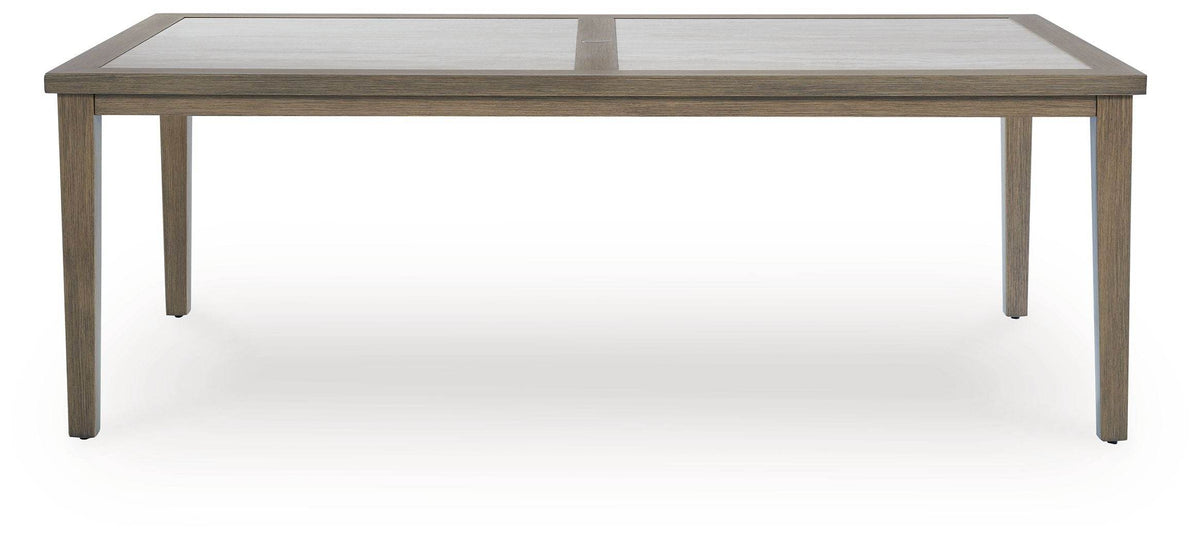 Rainier Ranch - Brown / Beige - Rectangle Dining Table With Umbrella Option - Forward Furniture