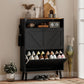 Shoe Storage Cabinet with 2 Flip Drawers, Farmhouse Narrow Shoe Cabinet, Holds Up to 16 Pairs, Black