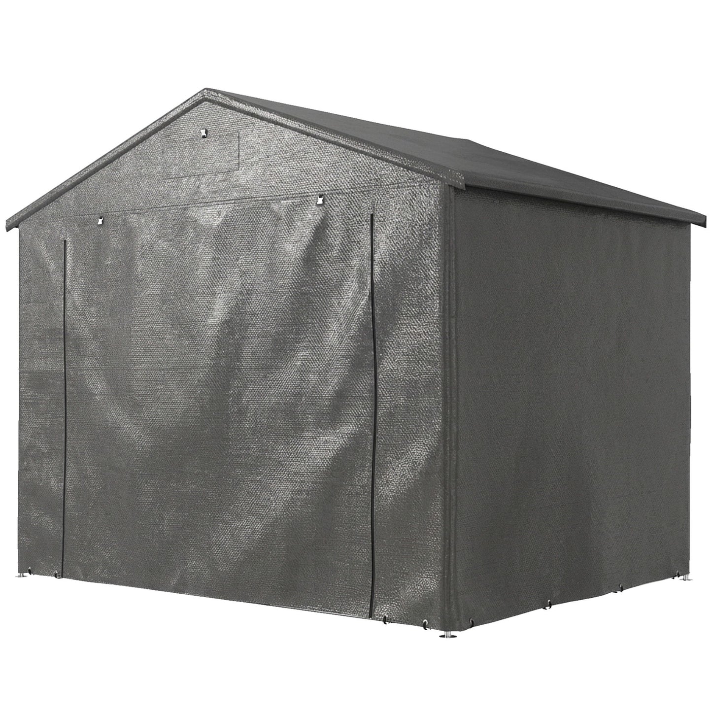 8' x 6' Portable Shed, Waterproof Bike Tent with Roll-up Zipper Door, Vent and Galvanised Metal Frame, Dark Grey