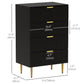 4-Drawer Dresser with Gold Legs - Black