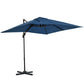 8' x 8' Square Patio Hanging Offset Umbrella with 360° Rotation, Aluminum Outdoor Cantilever Parasol with Crank & Tilt, Sun Canopy Shelter with Cross Base, Dark Blue