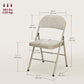 Set of 4 Metal Foldable Chairs, Linen Fabric Padded Folding Chairs with Cushion Seat and Open Back for Indoor, Beige