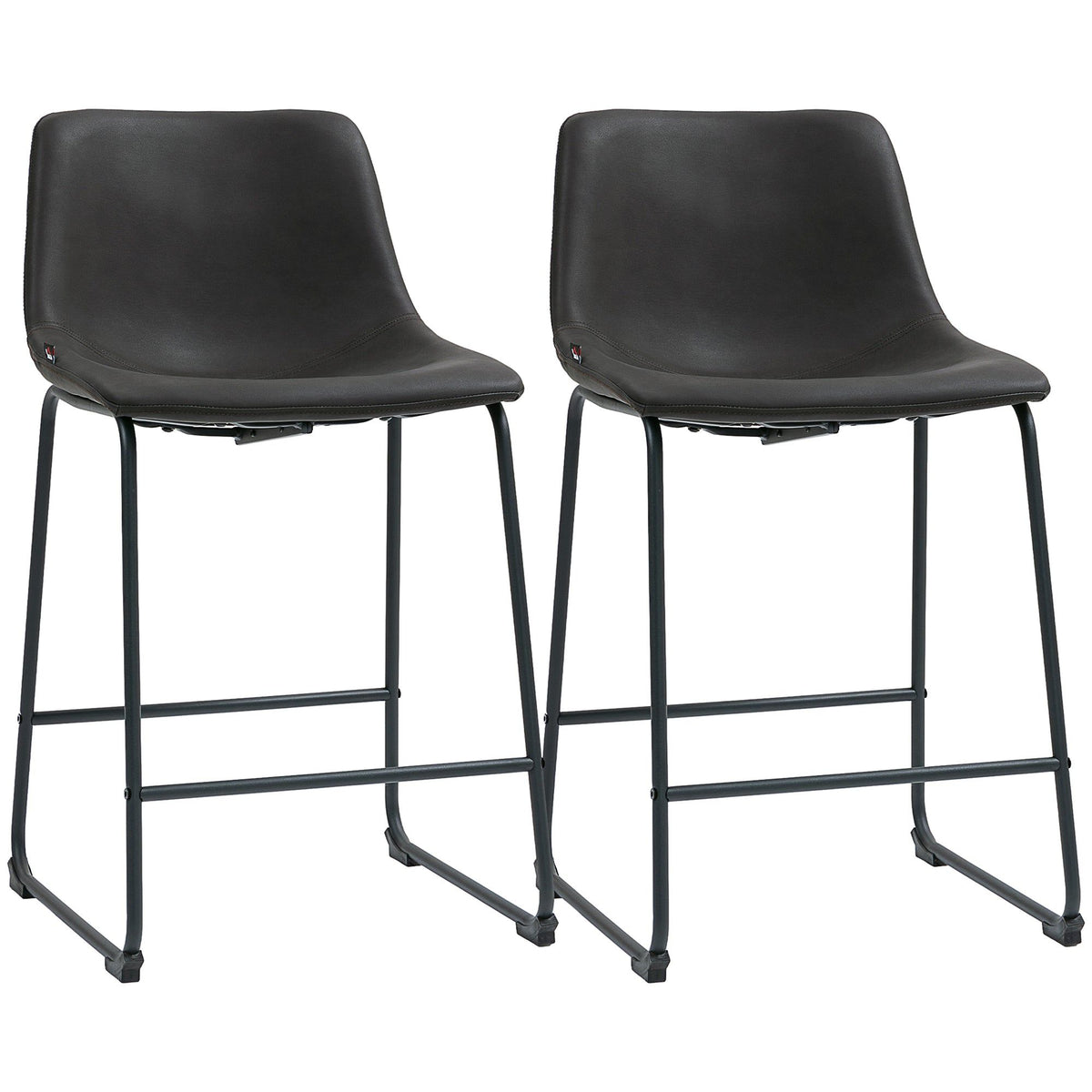 Counter Height Bar Stools Set of 2 with Footrest - Dark Brown