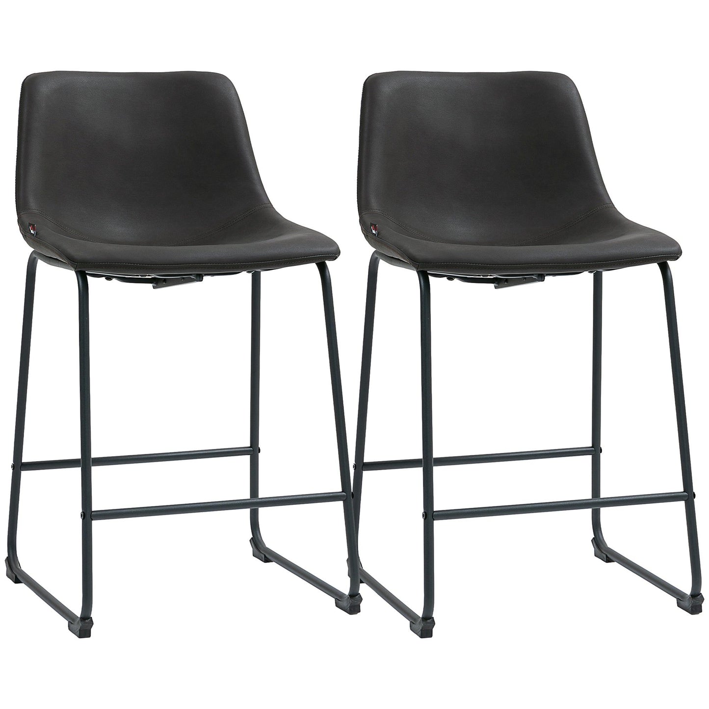 Counter Height Bar Stools Set of 2 with Footrest - Dark Brown