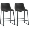 Counter Height Bar Stools Set of 2 with Footrest - Dark Brown