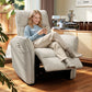 Power Recliner Chair, Fabric Upholstered Recliner Chair with USB Ports, Footrest, Beige