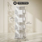 360° Rotating Bookcase, 4 Tier Bookshelf with 16 Cubbies for Small Space, Living Room, Bedroom, Study, White Wood Grain